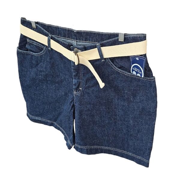 RYDERS BY LEE Plus Size Dark Blue Belted Jeans Shorts SIZE 18W - Picture 5 of 14